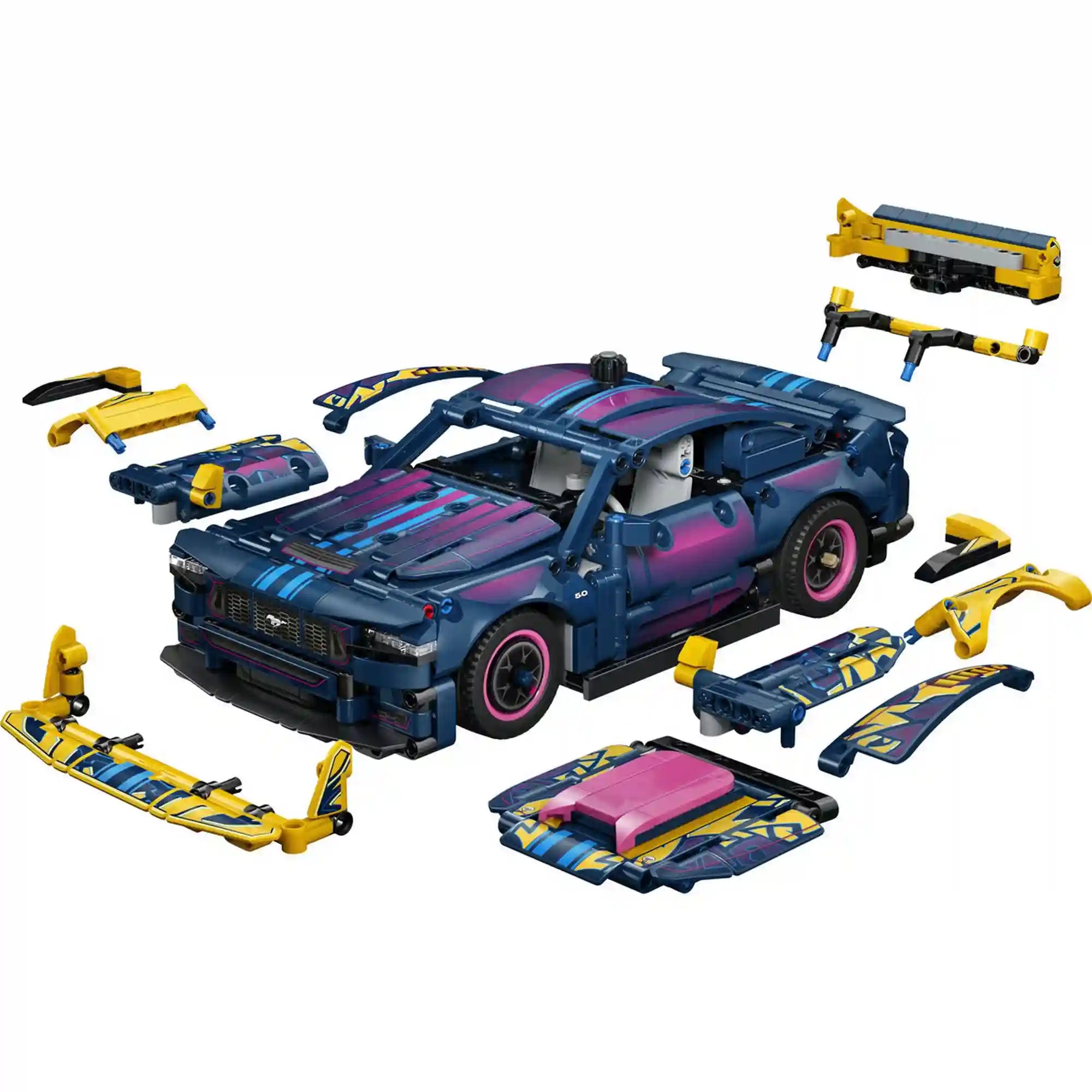 LEGO Technic Ford Mustang GT 42236 modellautó levehető karosszériaelemekkel és tuning kiegészítőkkel.