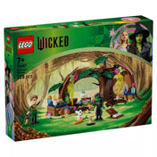A LEGO Wicked Elphaba’s Retreat (75687) doboza, a varázslatos erdei rejtekhellyel, Elphaba és Glinda minifigurákkal a borítón.