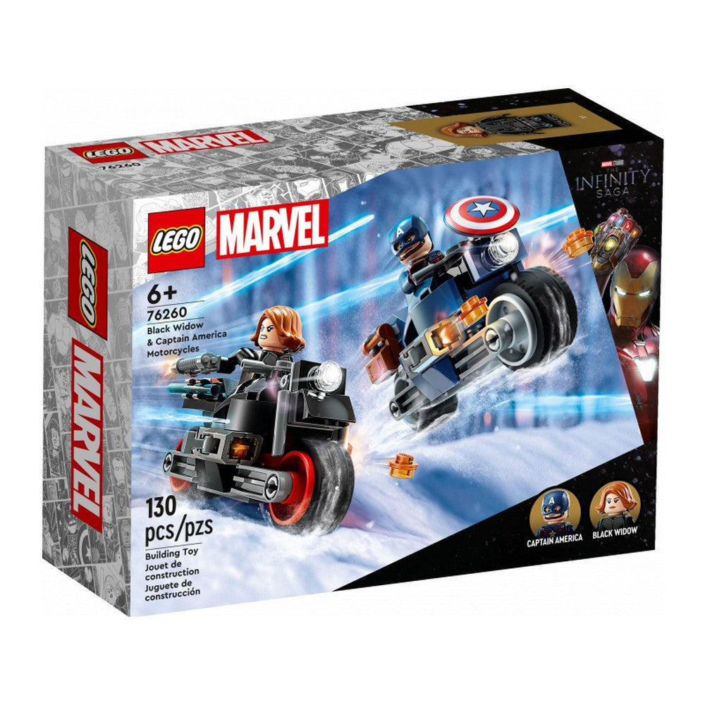 LEGO Super Heroes Fekete Özvegy és Amerika Kapitány motorkerékpárok 76260 130 darabos