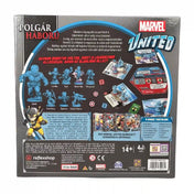 Marvel United: Polgárháború magyar nyelvű kiegészítő társasjáték dobozának hátoldala a játéktartalommal, figurákkal és játékelemekkel.