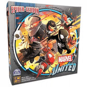 Marvel United: Spider-Geddon magyar nyelvű társasjáték doboza, amelyen a Pókverzum hősei és ellenfelei láthatók látványos képregényes grafikával.