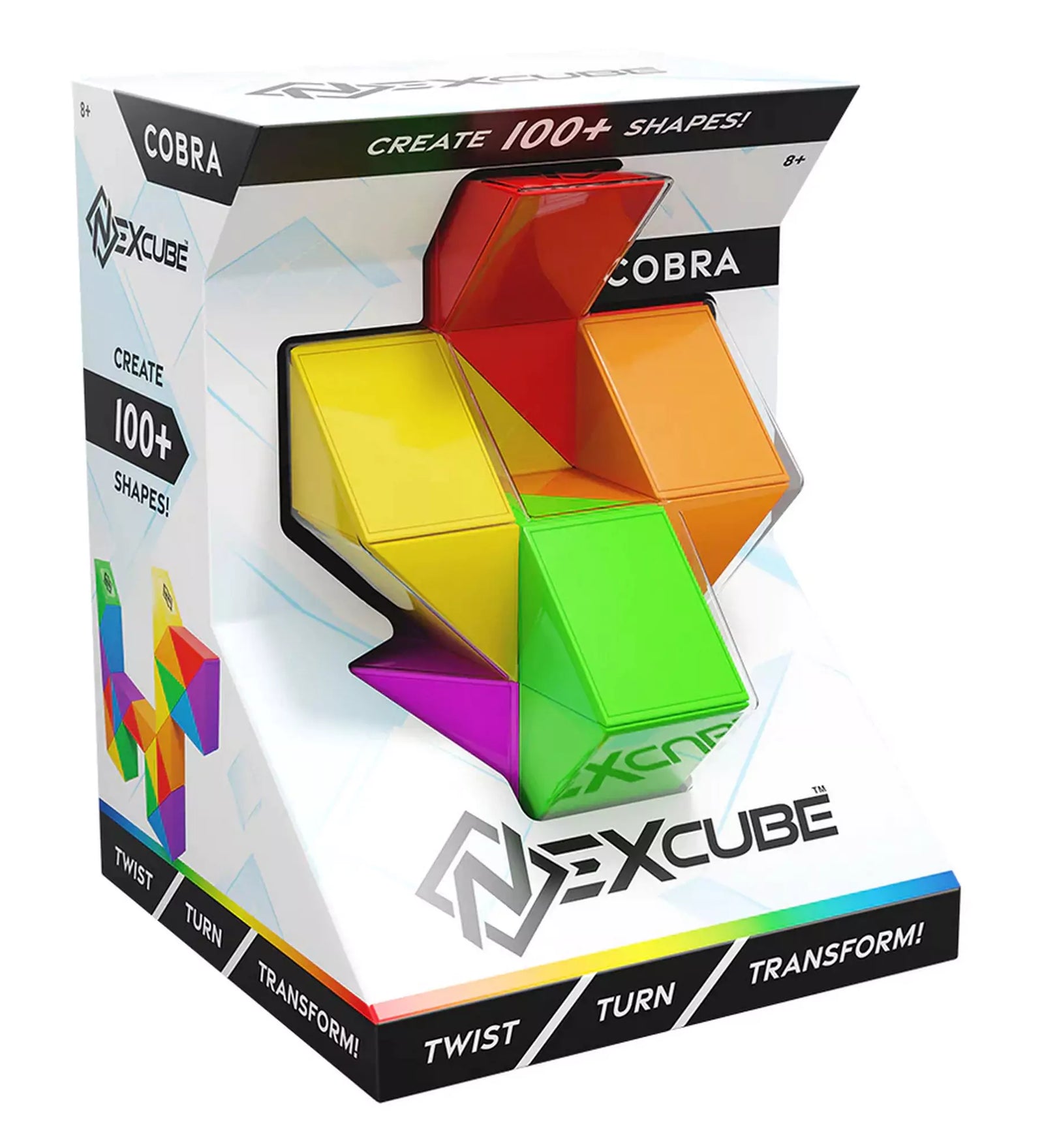Moyu Nexcube Cobra dobozban – A Moyu Nexcube Cobra logikai játék doboza, amely több mint 100 különböző forma létrehozására alkalmas.