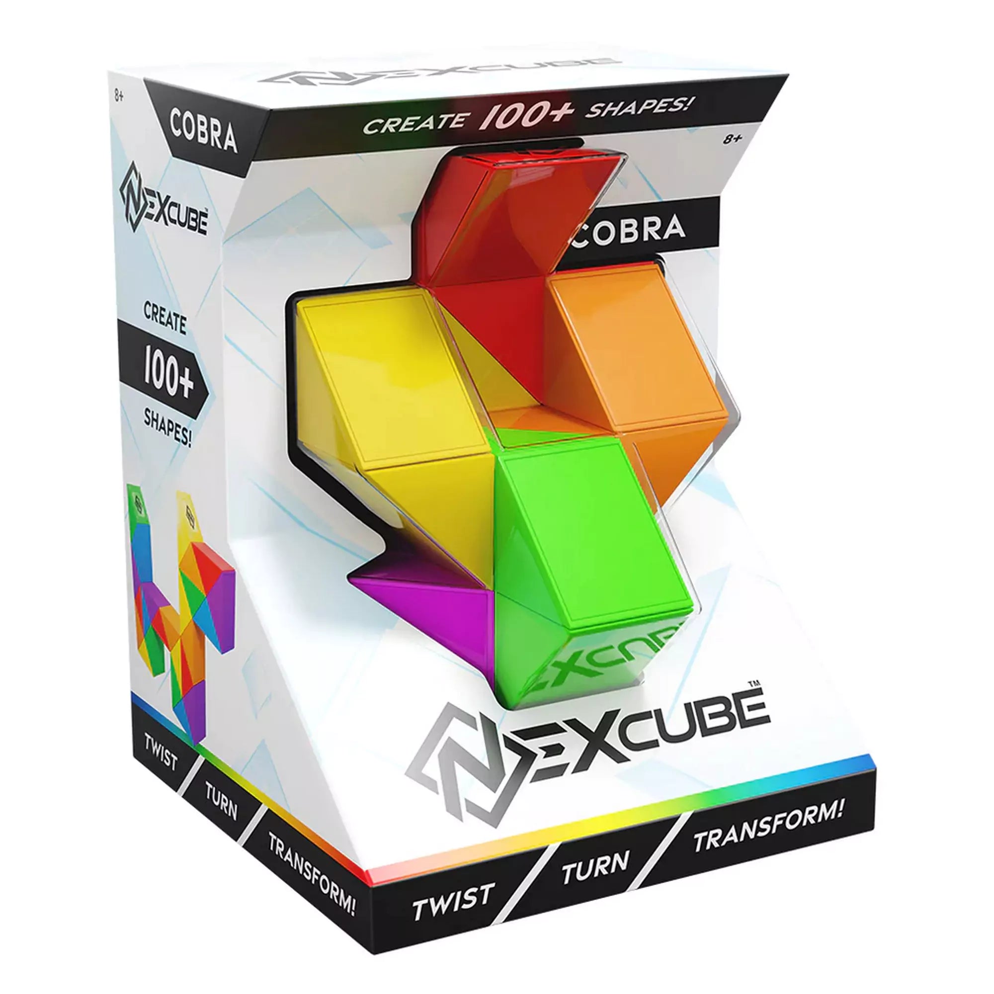 Moyu Nexcube Cobra dobozban – A Moyu Nexcube Cobra logikai játék doboza, amely több mint 100 különböző forma létrehozására alkalmas.