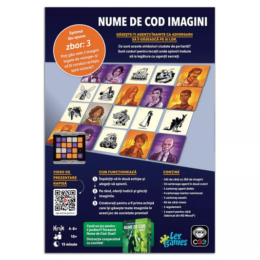 Nume de Cod – Imagini hátlap játéktábla képkártyákkal, csapatalapú asszociációs játék