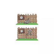 Két fa kerítéslap illusztráció, amelyeken egy nyuszi látható, ahogy épp megpróbál átmászni a kerítésen. A kockaikon jelzi, milyen dobás szükséges az ugrás sikeréhez – a Nyuszinasi játék kulcseleme.