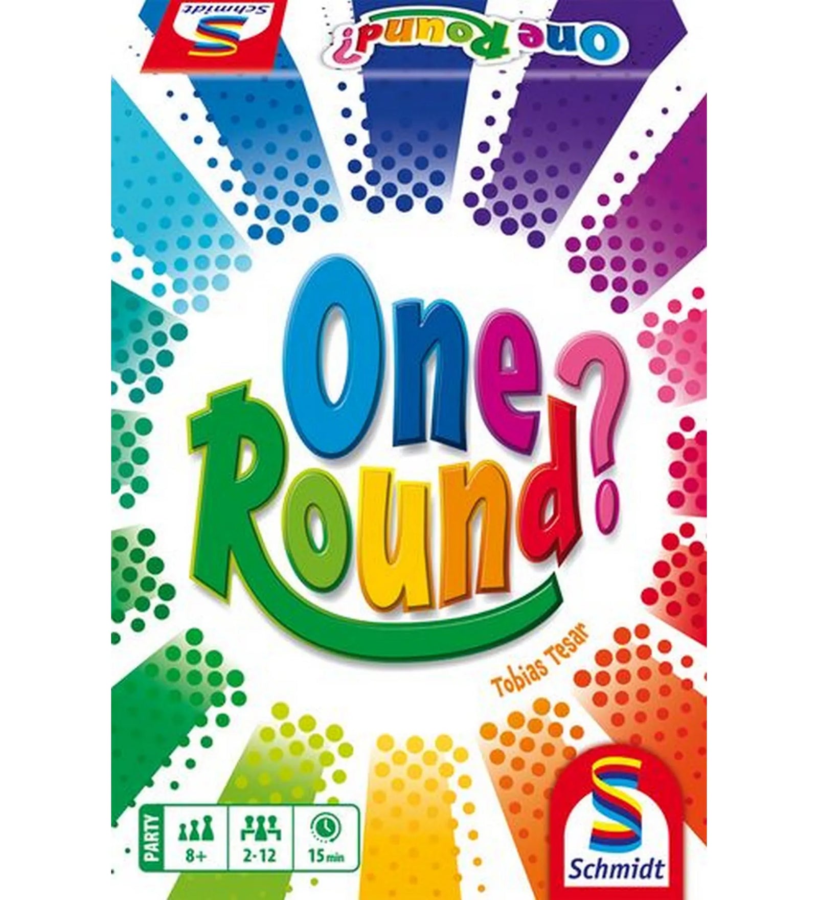 One Round? társasjáték dobozának elölnézeti képe, színes „One Round?” logóval és Schmidt Games márkajelzéssel