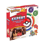 Pokémon Trainer Expert román nyelvű társasjáték doboza, Pikachu grafikával, elektronikus játékelemmel, 151 Pokémonos kvízjátékkal, 6 éves kortól.