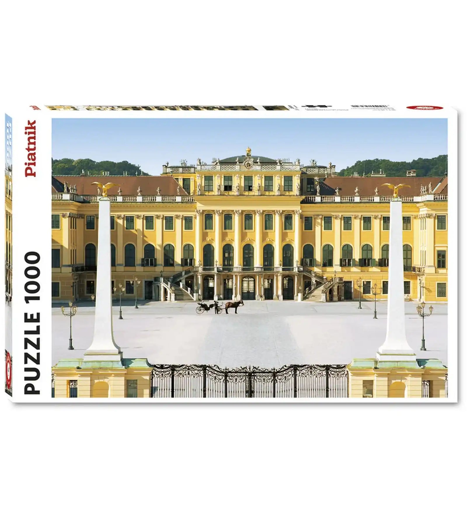 Piatnik Schönbrunn Palace 1000 darabos puzzle dobozképe, amely Bécs ikonikus Schönbrunn kastélyát ábrázolja részletgazdag, történelmi látványként.