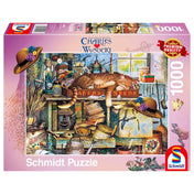  Puzzle Schmidt: Charles Wysocki, Remington the Horticulturist – 1000 darabos prémium minőségű kirakó doboza, amely egy nosztalgikus kertészműhelyt ábrázol, középpontban egy szundikáló vörös macskával.