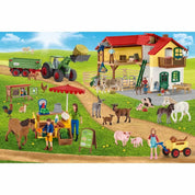 Farm és piactér, 100 darabos puzzle + Ajándék Állatfigurával