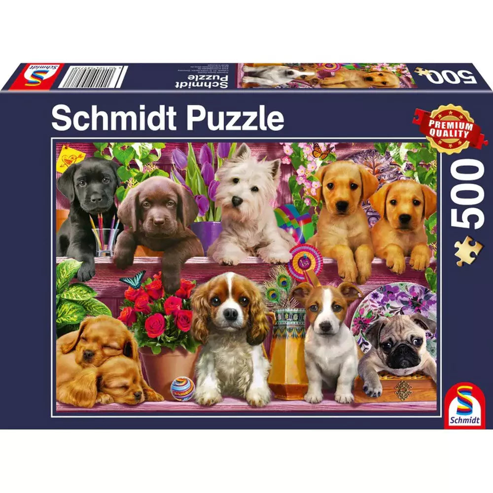 500 darabos puzzle - Puppies on the shelf, Schmidt