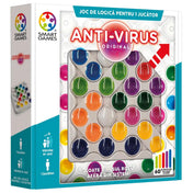 Anti-Virus Original logikai játék doboza, amely a játéktáblát és a színes puzzle elemeket mutatja.