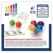 Caged Marbles logikai játék bemutatóképe: színes golyók elhelyezése a 3D kockában, 80 kihívás különböző nehézségi szinteken, Smart Games puzzle.