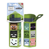 STOR Minecraft négyzet alakú kulacs szivárgásmentes, zárható kupakkal és akasztóval, 550 ml