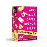 Taco Pisică Capră Branză Pizza, și pe față și pe dos, román nyelvű társasjáték