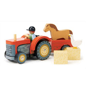 Traktor pótkocsival, prémium fából - Farmyard Tractor - 7 db - TL8485