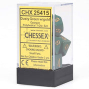 Chessex Opaque Polyhedral Dusty Green with copper 7-Die Set 25415