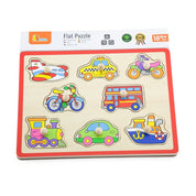 Fogantyús formaberakó puzzle fából, Járművek, Viga