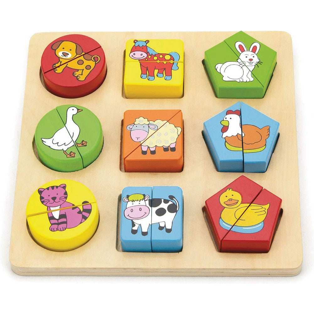 Fából készült fa puzzle állatok - oktató fajáték gyerekeknek, Viga