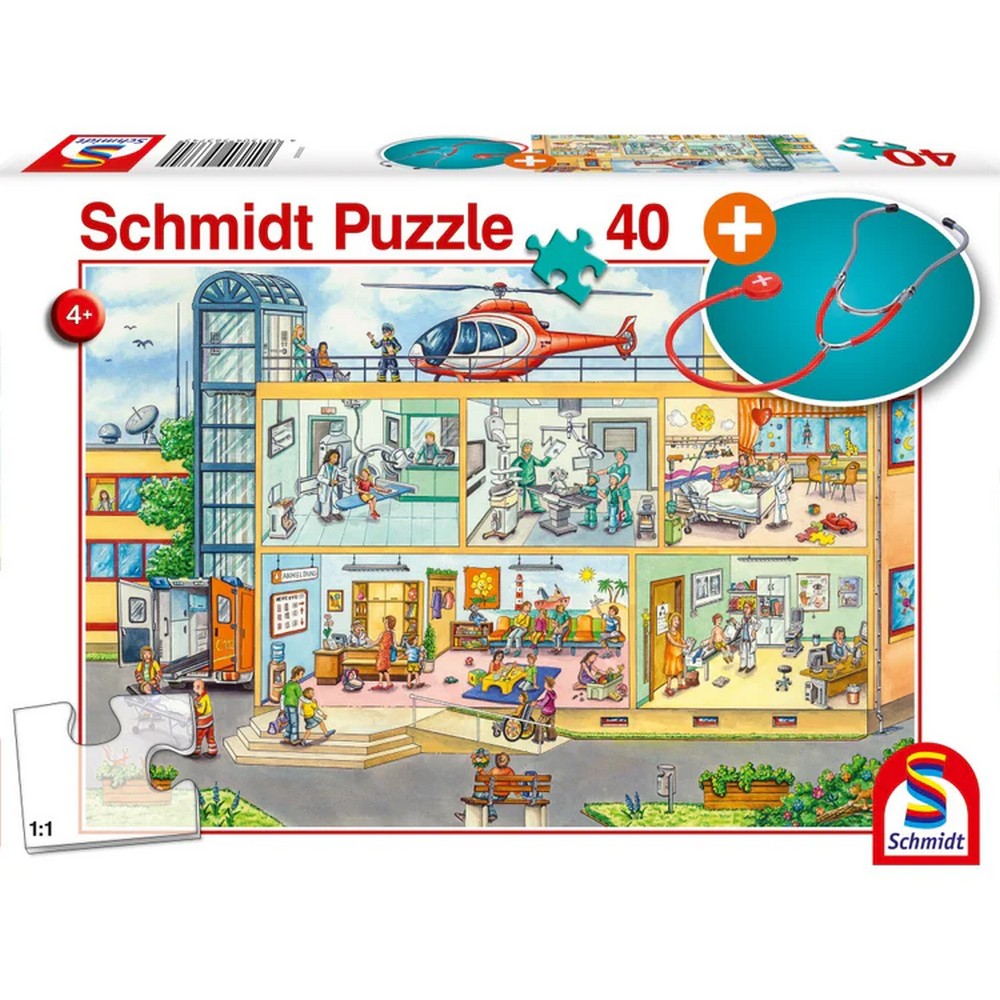 Schmidt puzzle: Gyermekkórházban, 40 darabos + Ajándék: Sztetoszkóp