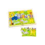 Szafari Állatok 24 darabos Fa puzzle, Viga
