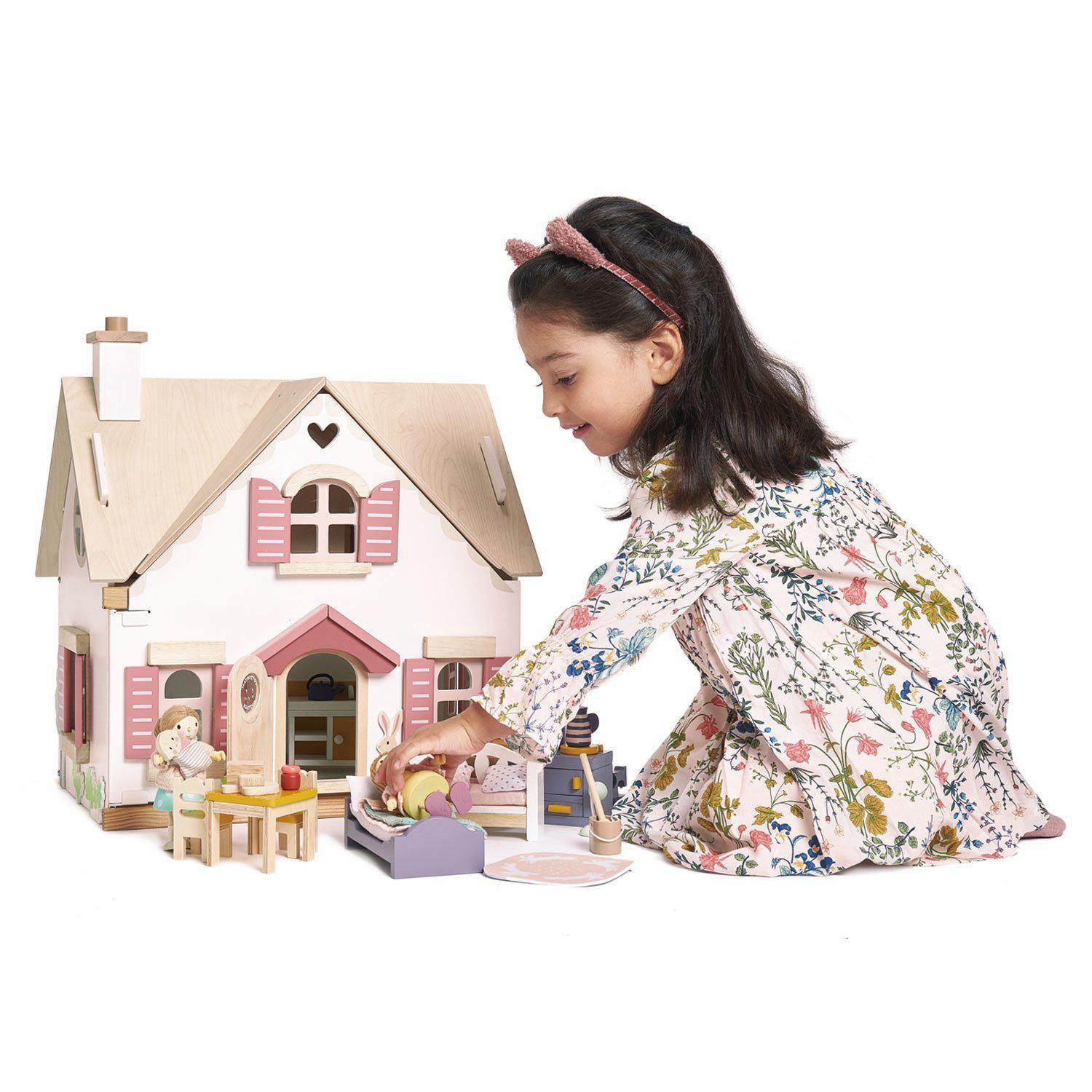 Cottontail Cottage babaház, prémium minőségű fából - 13 komponens, retró stílusú bútor - Tender Leaf Toys-Tender Leaf Toys-5-Játszma.ro - A maradandó élmények boltja