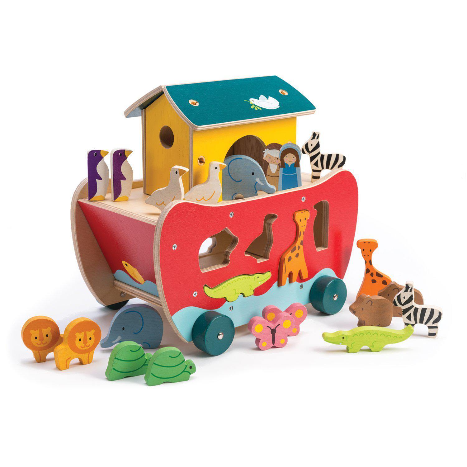Noé bárkája - Állatforma rendező, prémium minőségű fából - Noah's Shape Sorter Ark - 23 darab - Tender Leaf Toys-Tender Leaf Toys-2-Játszma.ro - A maradandó élmények boltja