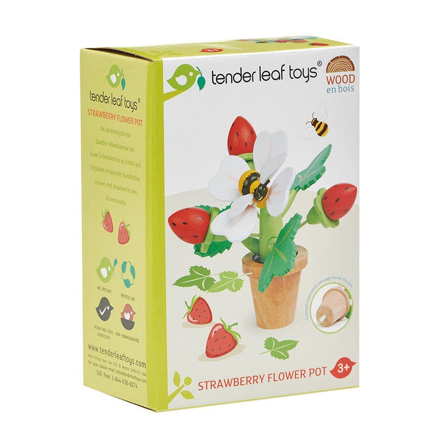 Cserepes eper, prémium minőségű fából - Strawberry Flower Pot - 13 darab - Tender Leaf Toys-Tender Leaf Toys-1-Játszma.ro - A maradandó élmények boltja