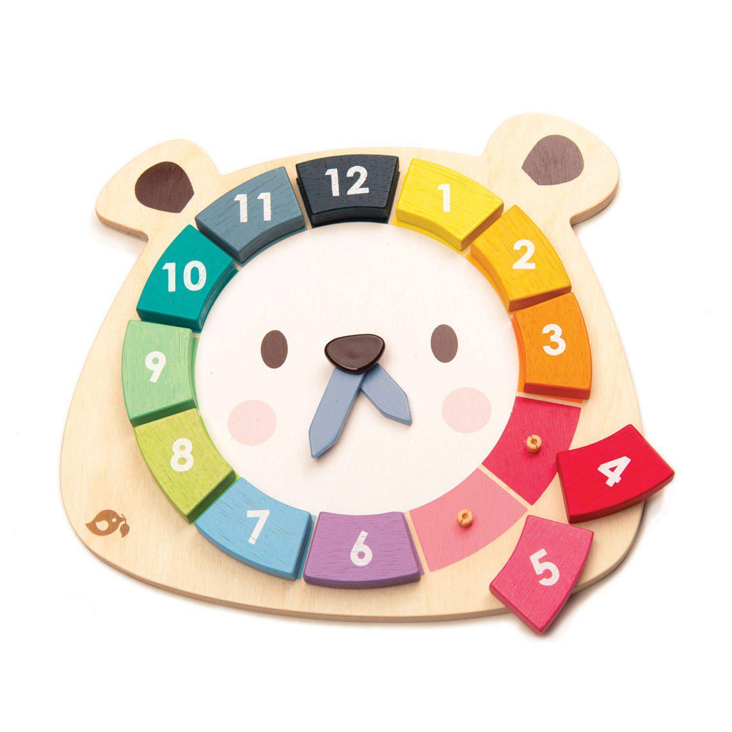 Oktató színes medve óra, prémium minőségű fából - Bear Colour Clock - 12 darab colorate - Tender Leaf Toys-Tender Leaf Toys-2-Játszma.ro - A maradandó élmények boltja