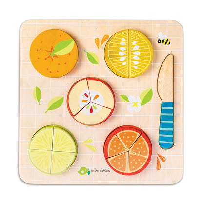 Oktató gyümölcsosztó puzzle, prémium minőségű fából - Citrus Fractions - Tender Leaf Toys-Tender Leaf Toys-1-Játszma.ro - A maradandó élmények boltja