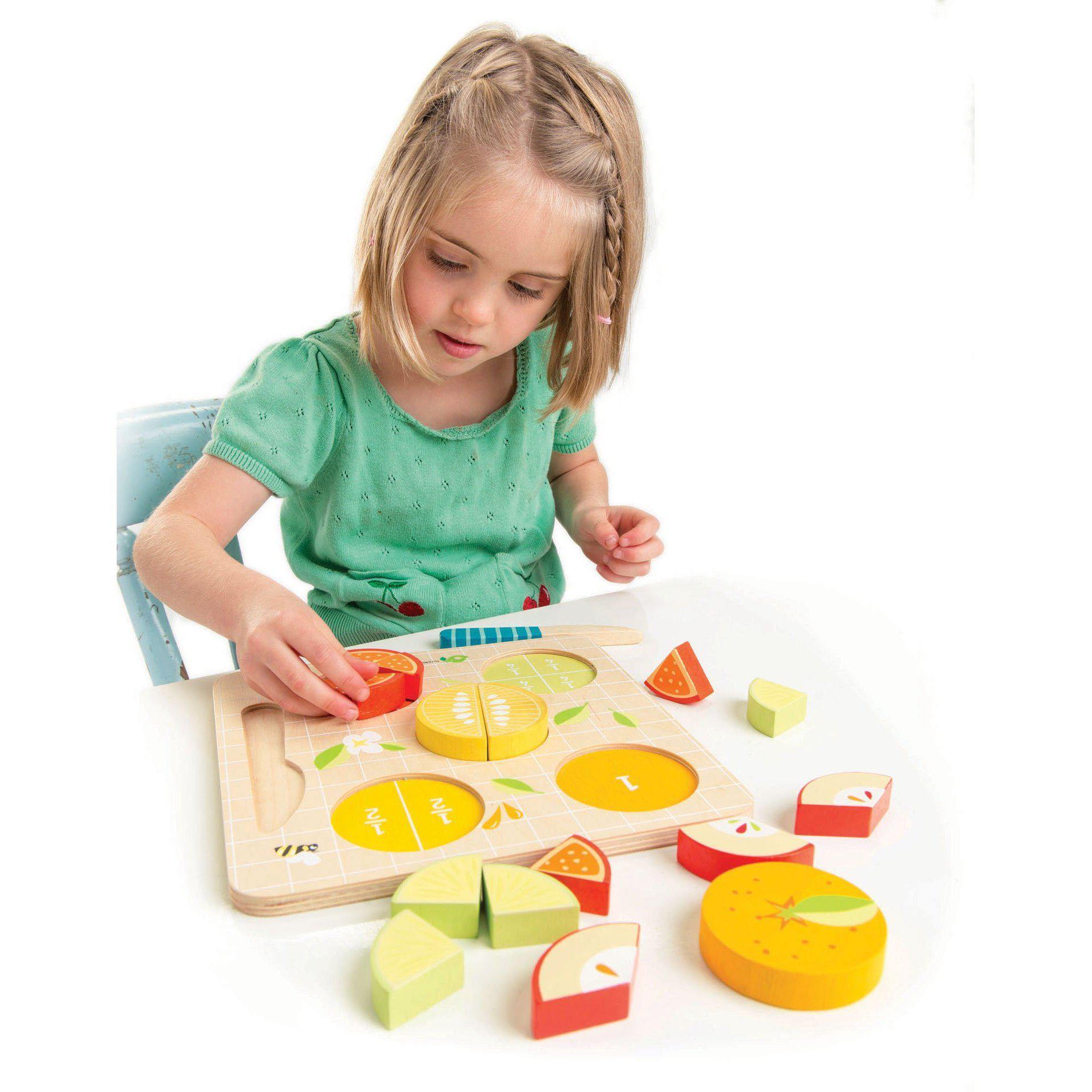 Oktató gyümölcsosztó puzzle, prémium minőségű fából - Citrus Fractions - Tender Leaf Toys-Tender Leaf Toys-2-Játszma.ro - A maradandó élmények boltja