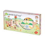 Felpakolható kerti illusztrációs kockák, prémium minőségű fából - Garden Blocks - 24 darab - Tender Leaf Toys