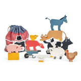 Háziállatok, prémium minőségű fából - Stacking Farmyard - 13 darab - Tender Leaf Toys