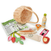 Fonott bevásárlókosár fa kiegészitőkkel Tender Leaf Toys TL8286