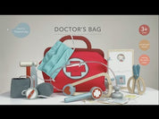 Piros orvosi táska, 16 orvosi eszközzel, prémium fából - Doctor's Bag - Tender Leaf Toys