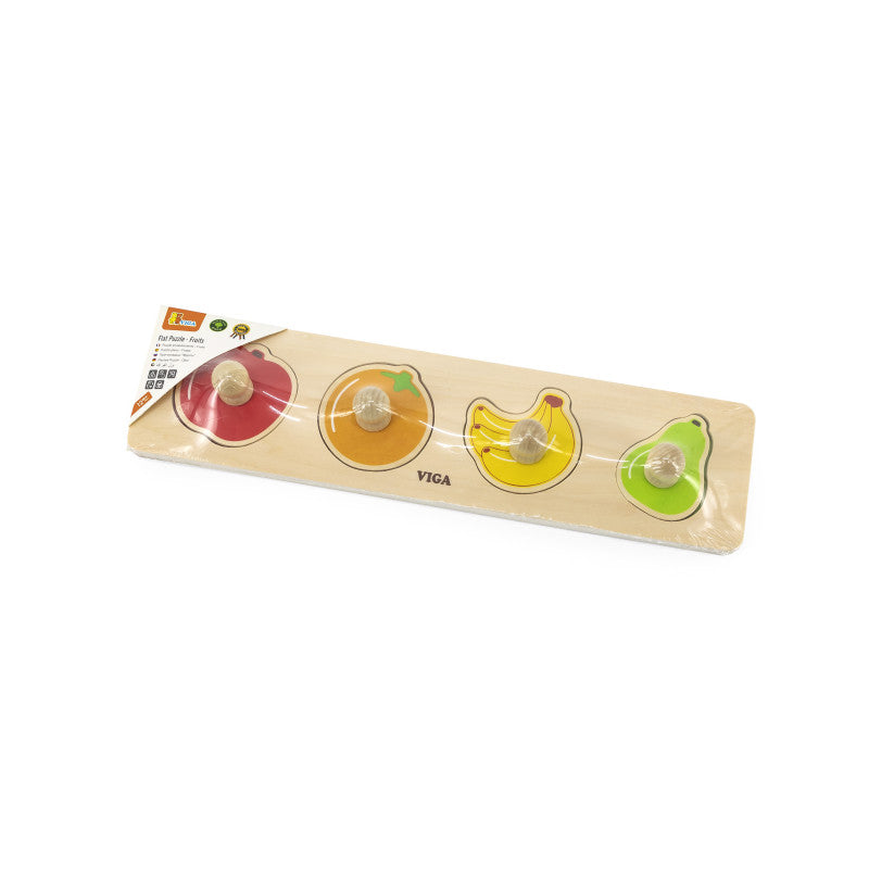 Fa fogantyús formaberakó 4 darabos puzzle,Gyümölcsök, Viga