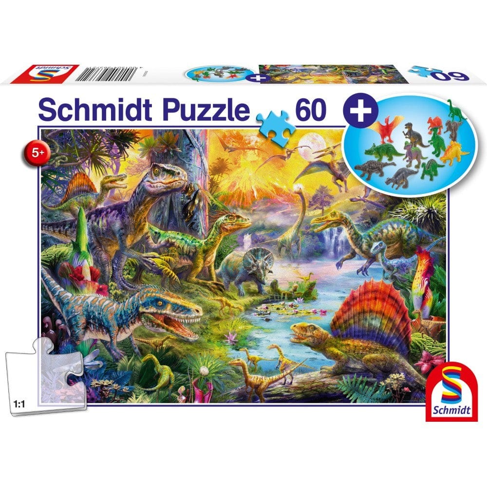 Puzzle Schmidt: Dinoszauruszok, 60 darabos + Ajándék dinoszaurusz figurák